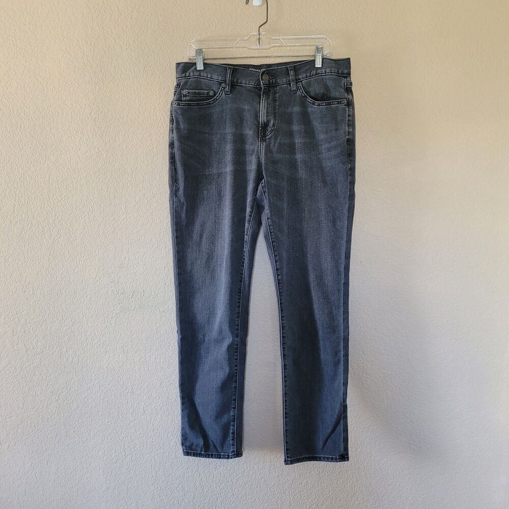 Banana Republic Travel Jean Charcoal Grey Athletic Fit Denim Pants 33x32 Mens